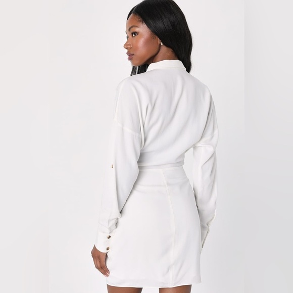LULU’S Charming Confidence White Collared Button Up Mini Dress - Picture 4 of 5